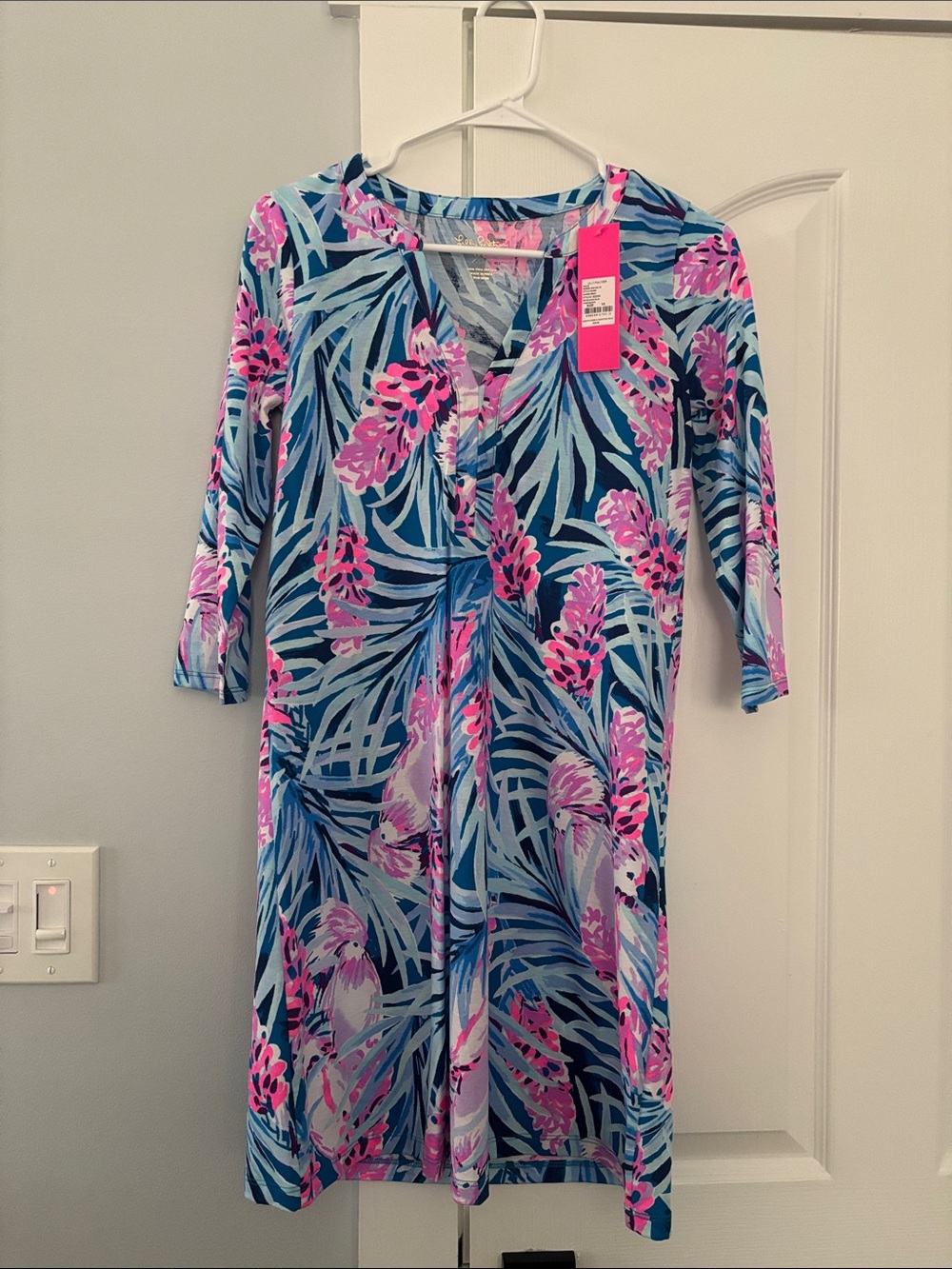 Lilly Pulitzer Daphne Dress in Peacock Blue & Hot Pink